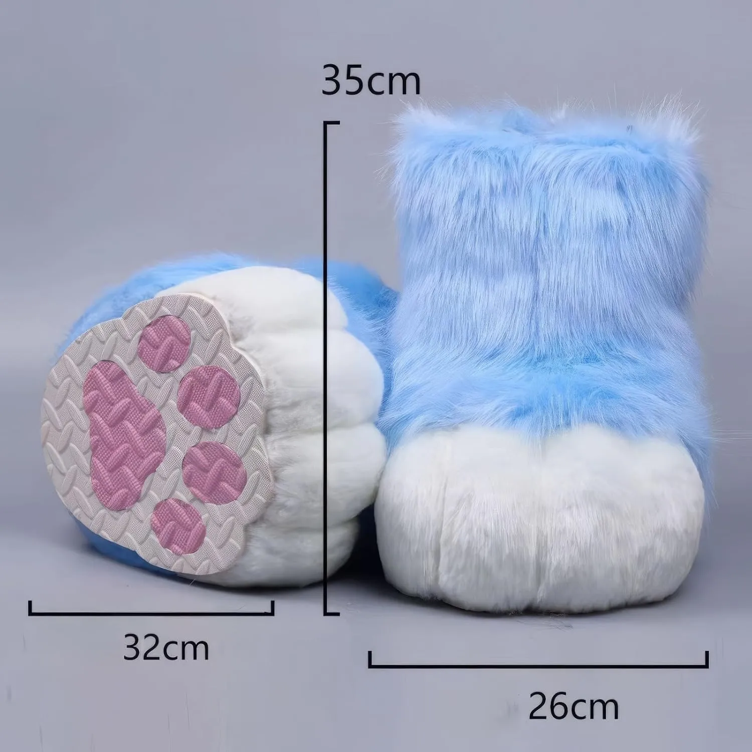 Furry Faux Animal Paw Slippers, Cosplay Animal Cat Wolf Dog Fox Fur Costume Shoes, Fursuit Fur Accessories Slippers KIG
