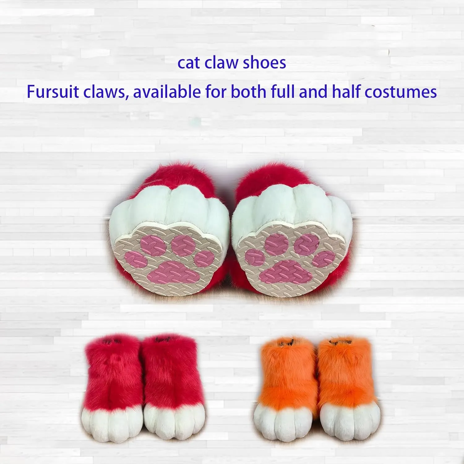 Furry Faux Animal Paw Slippers, Cosplay Animal Cat Wolf Dog Fox Fur Costume Shoes, Fursuit Fur Accessories Slippers KIG