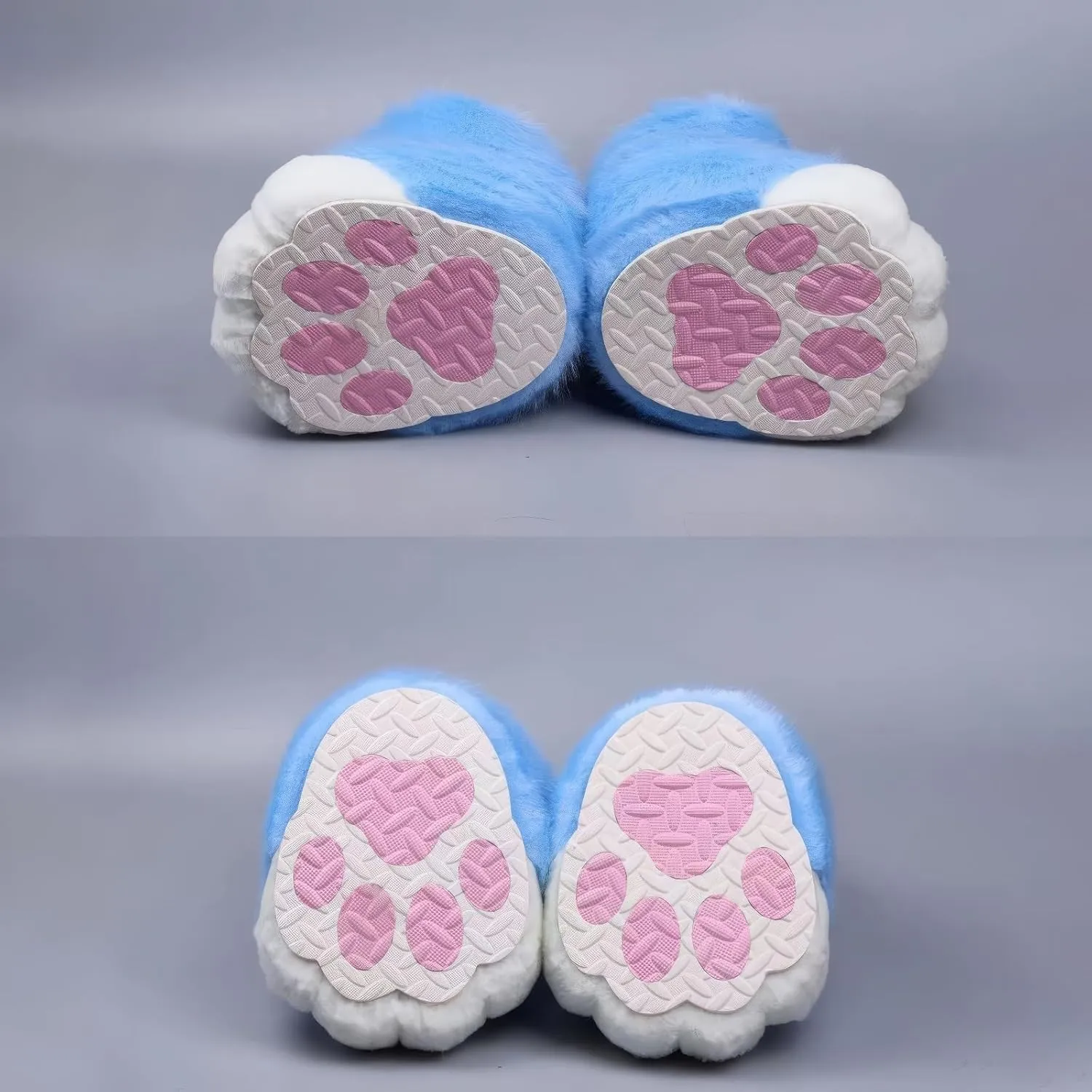 Furry Faux Animal Paw Slippers, Cosplay Animal Cat Wolf Dog Fox Fur Costume Shoes, Fursuit Fur Accessories Slippers KIG
