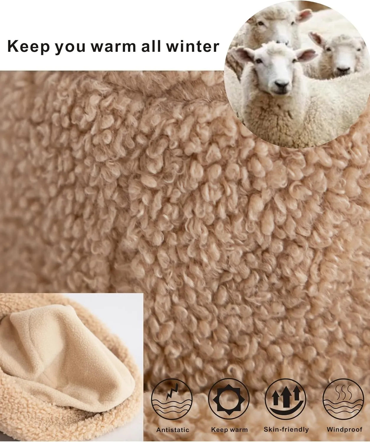 Furry Faux Fur Bucket Hat for Women Warm Winter Plush Fully Fisherman Cap