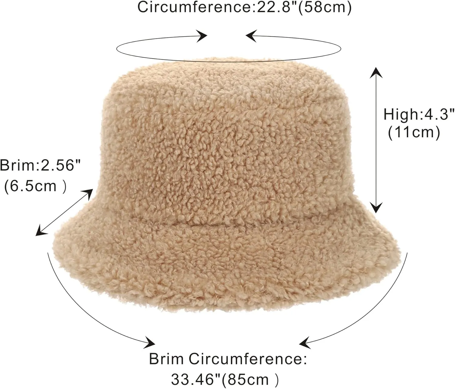 Furry Faux Fur Bucket Hat for Women Warm Winter Plush Fully Fisherman Cap