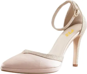 FYS Women's Pointed Toe Platform Pumps Stiletto High Heel D'orsays Ankle Strap Two Tone Prom Dance Party Shoes Size 4-16 US