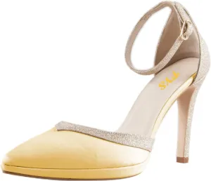 FYS Women's Pointed Toe Platform Pumps Stiletto High Heel D'orsays Ankle Strap Two Tone Prom Dance Party Shoes Size 4-16 US