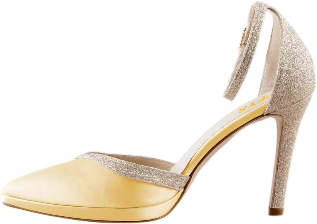 FYS Women's Pointed Toe Platform Pumps Stiletto High Heel D'orsays Ankle Strap Two Tone Prom Dance Party Shoes Size 4-16 US