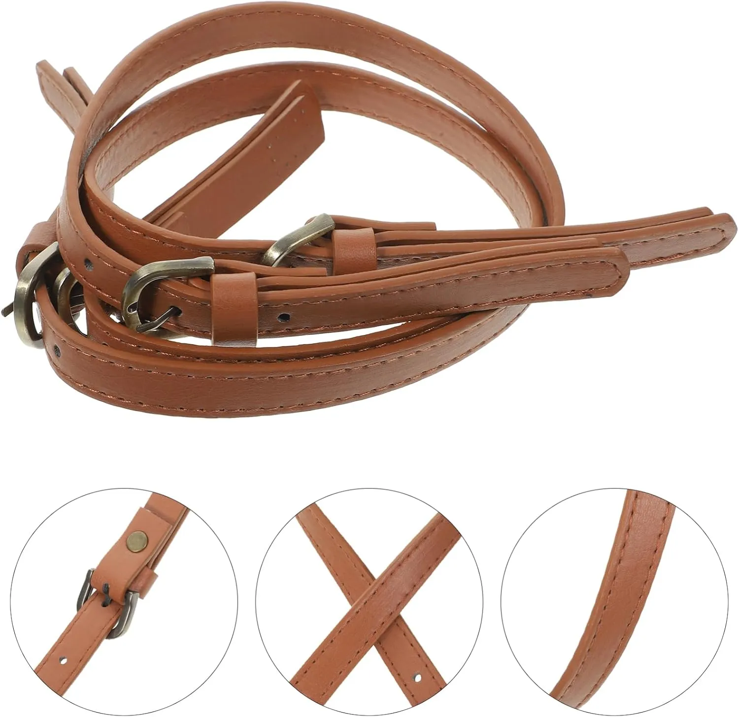 Gadpiparty 2 Pcs Handbag Strap Durable Tote Bag Replacement Belt for Women Dual Buckle Design Easy DIY Accessory for Stylish Pouches Brown