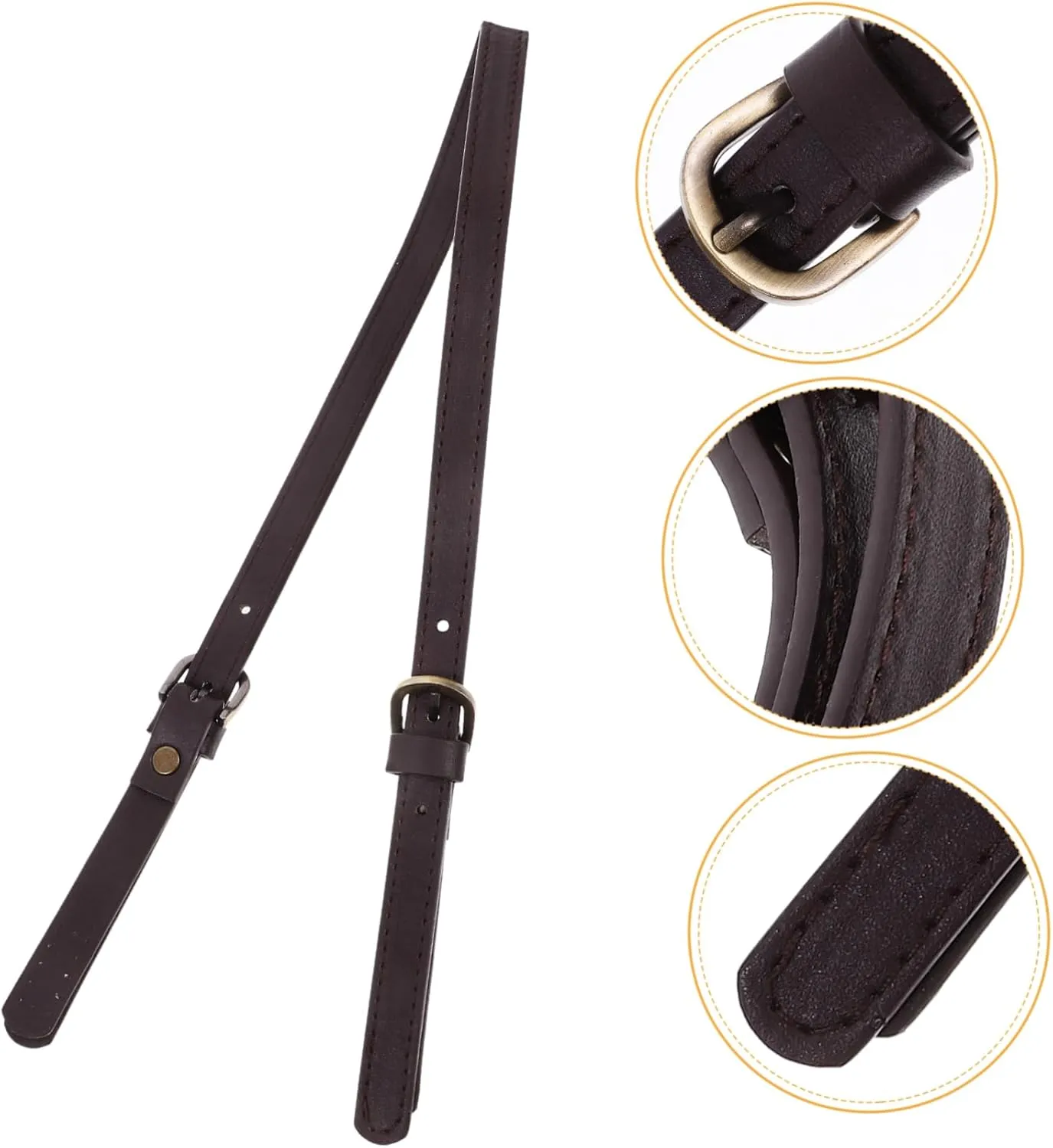 Gadpiparty Synthetic Leather Handbag Strap Dual Buckle Replacement for Tote Bags DIY Shoulder Strap for Women Classic Deep Coffee Color for Handbags and Pouches