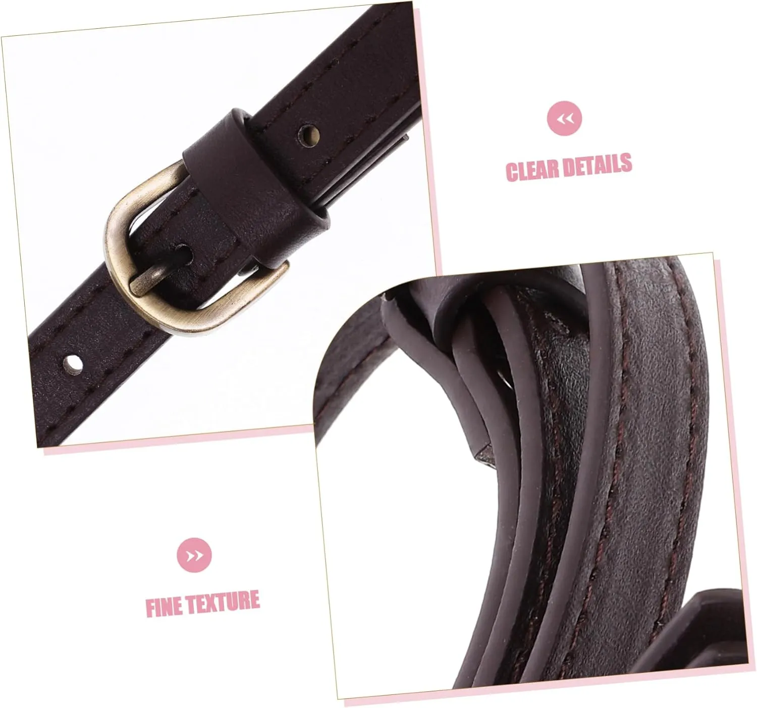 Gadpiparty Synthetic Leather Handbag Strap Dual Buckle Replacement for Tote Bags DIY Shoulder Strap for Women Classic Deep Coffee Color for Handbags and Pouches