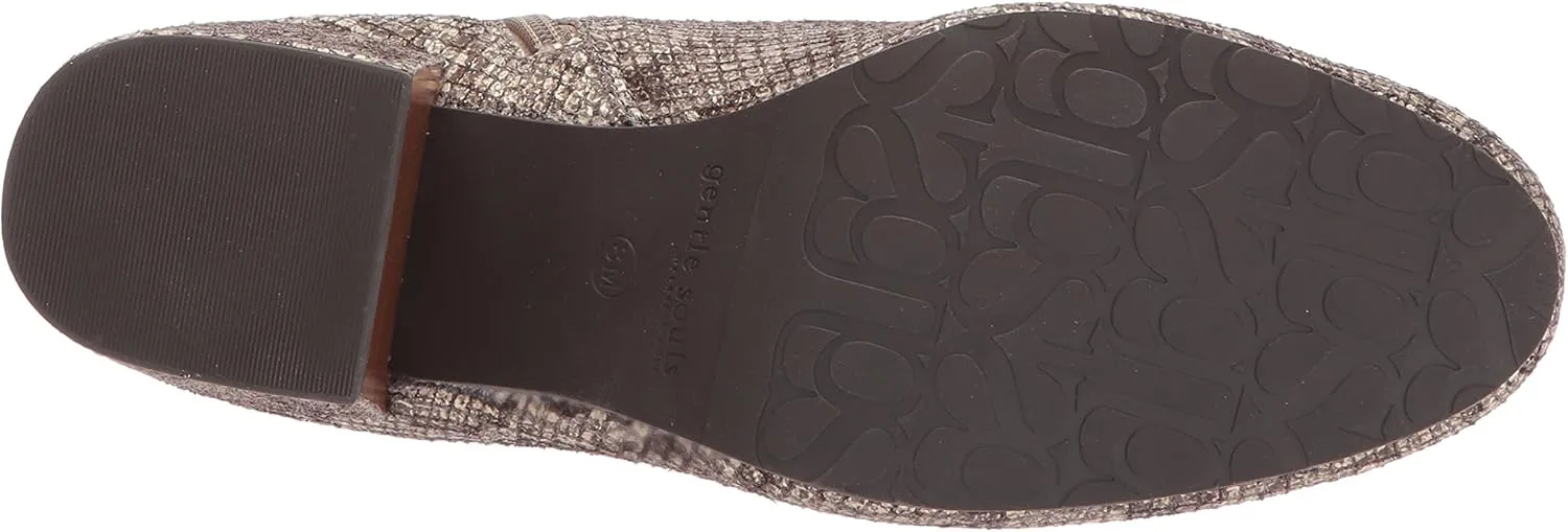 Gentle Souls by Kenneth Cole Women's Blaise Ankle Bootie with Side Zip, Covered Block Heel Emb