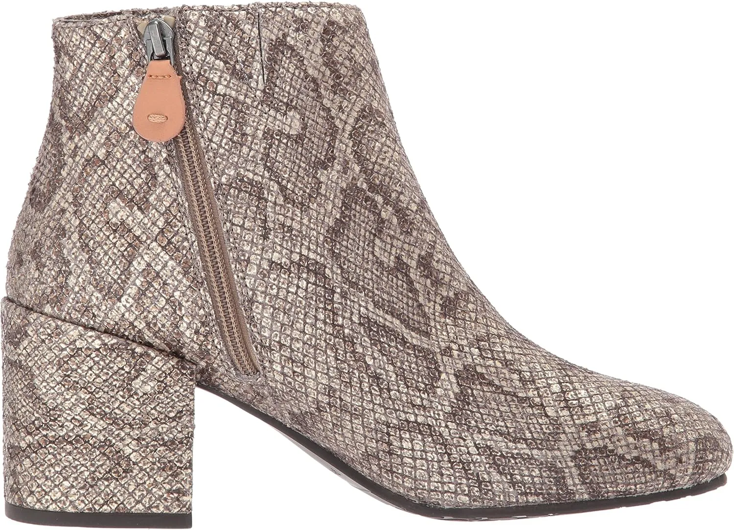Gentle Souls by Kenneth Cole Women's Blaise Ankle Bootie with Side Zip, Covered Block Heel Emb