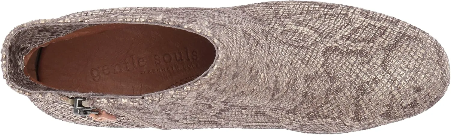 Gentle Souls by Kenneth Cole Women's Blaise Ankle Bootie with Side Zip, Covered Block Heel Emb