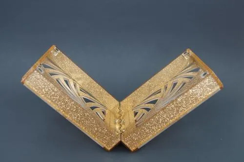 Geometric Glitter Champagne Acrylic Box Clutch