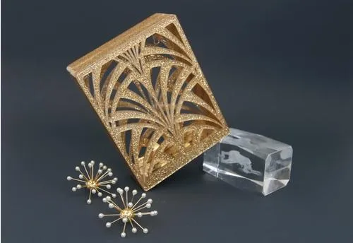 Geometric Glitter Champagne Acrylic Box Clutch