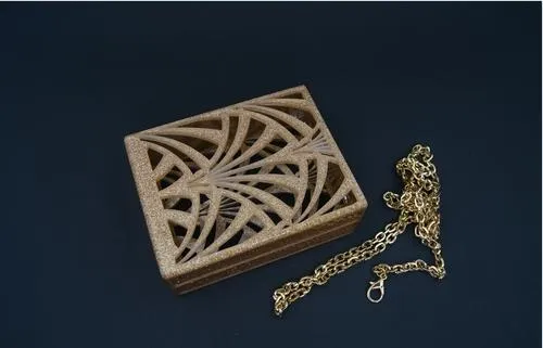 Geometric Glitter Champagne Acrylic Box Clutch