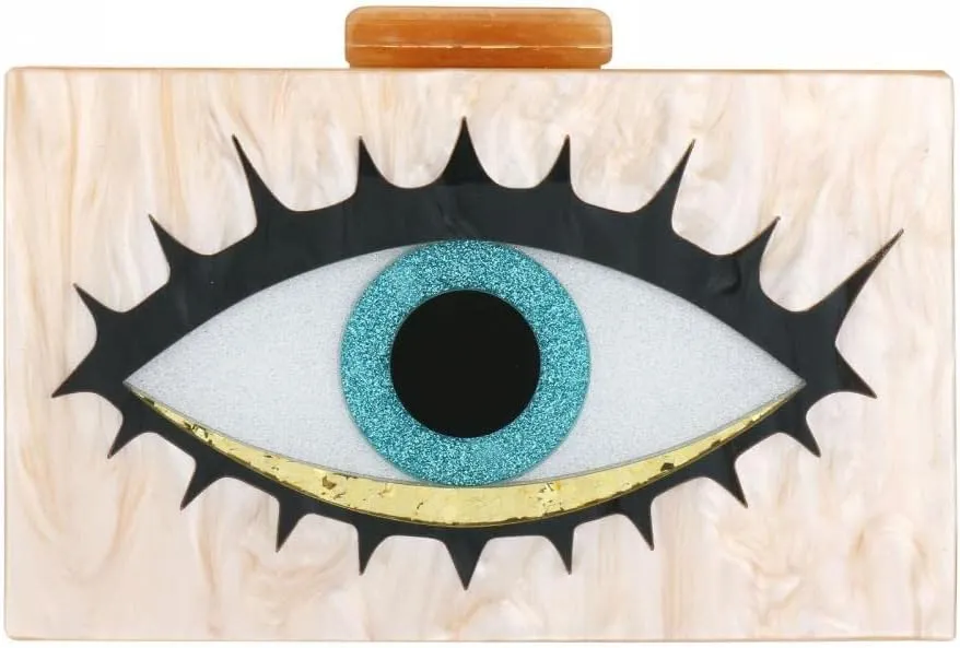 Gets Acrylic Clutch Purses for Women Evening Bag Eyes Multicolor Perspex Box Clutch Glitter Purse Handbags Crossbody Bag