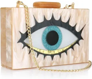 Gets Acrylic Clutch Purses for Women Evening Bag Eyes Multicolor Perspex Box Clutch Glitter Purse Handbags Crossbody Bag