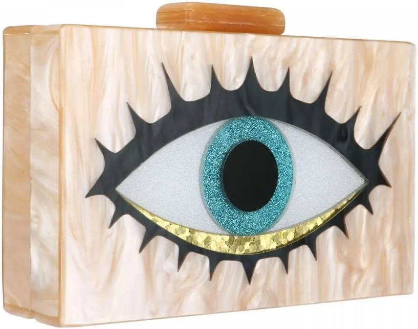 Gets Acrylic Clutch Purses for Women Evening Bag Eyes Multicolor Perspex Box Clutch Glitter Purse Handbags Crossbody Bag
