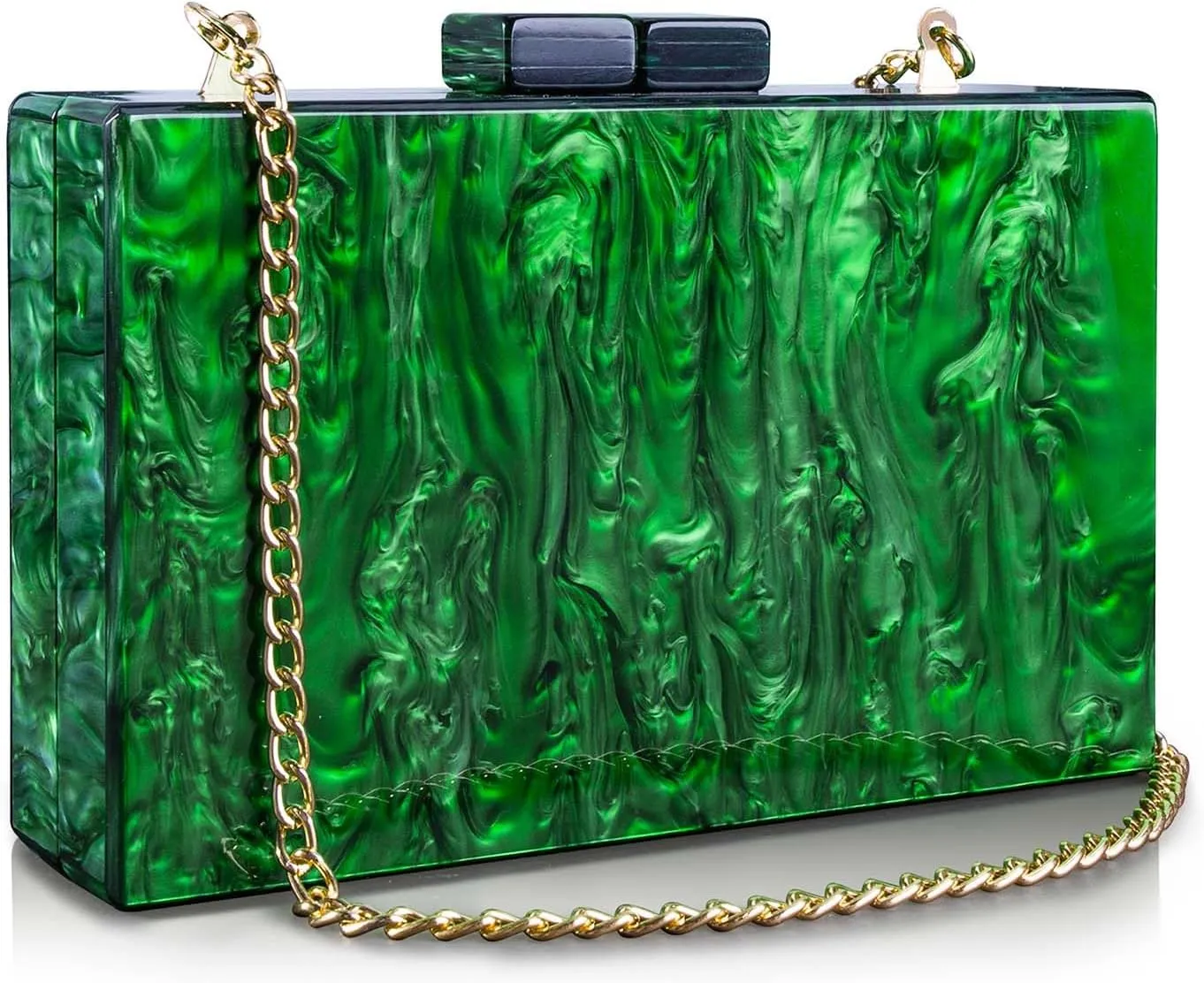 Gets Acrylic Clutch Purses Formal Unique Marbling Evening Handbags Crossbody Bag for Women Cocktail Wedding Party (Dark Green-02)