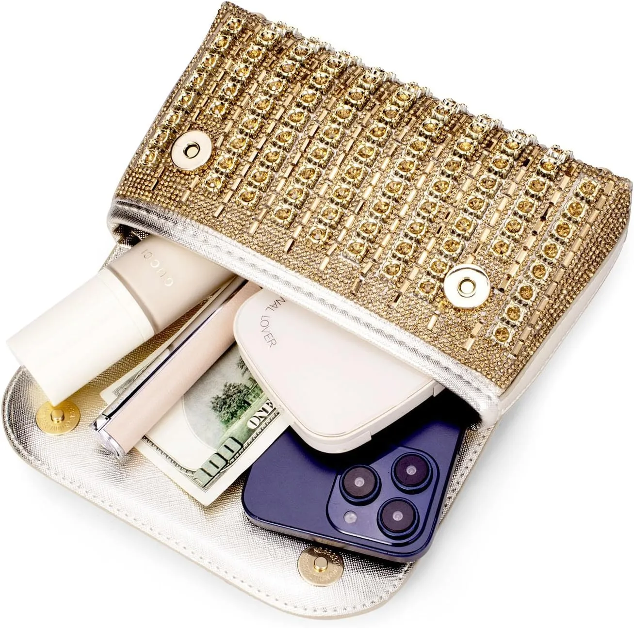 Gets Sparkly Rhinestones Clutch Purses for Women Purses and Handbags for Wedding Party Evening Crossbody Bag with Chain