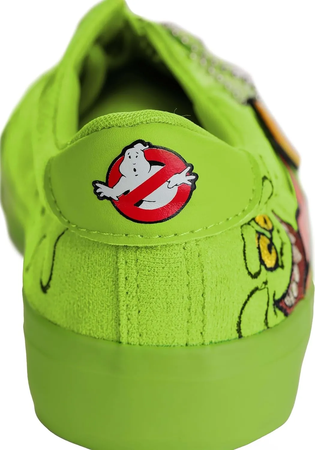 Ghostbusters Slimer Adult Sneakers - Faux Leather & Suede Shoes with Embroidered Details & Removable Charms