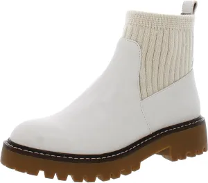 Giani Bernini Womens Maxxine Faux Leather Ankle Boots Ivory 8 Medium (B,M)