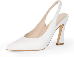 gihubafuil Womens Slingback Kitten Heels Closed Pointed Toe Wedding Party Dress Pumps Shoes