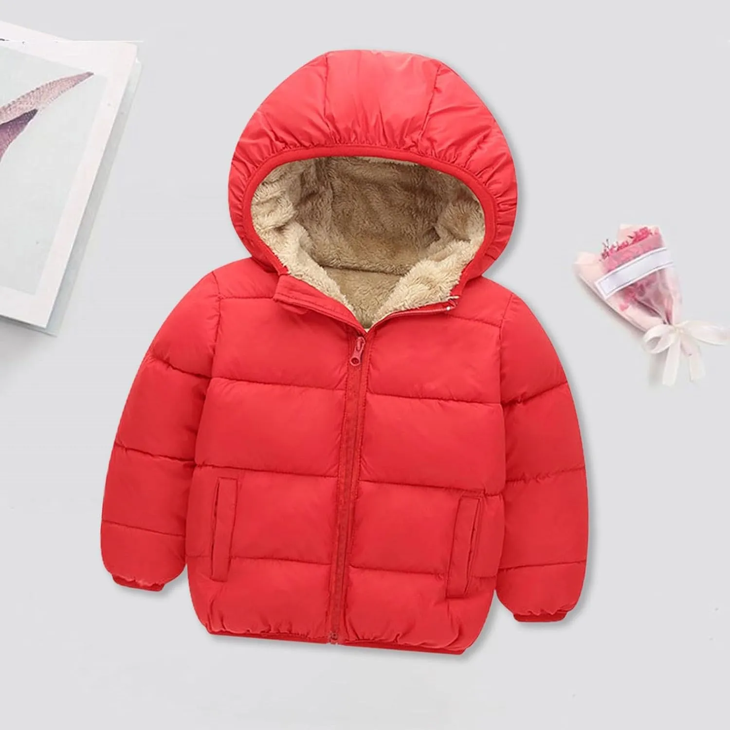 Girls and Toddler's Winter Coat Lightweight Water-Resistant Packable Hooded Puffer Jacket Fleece Lined Kids Down Coat