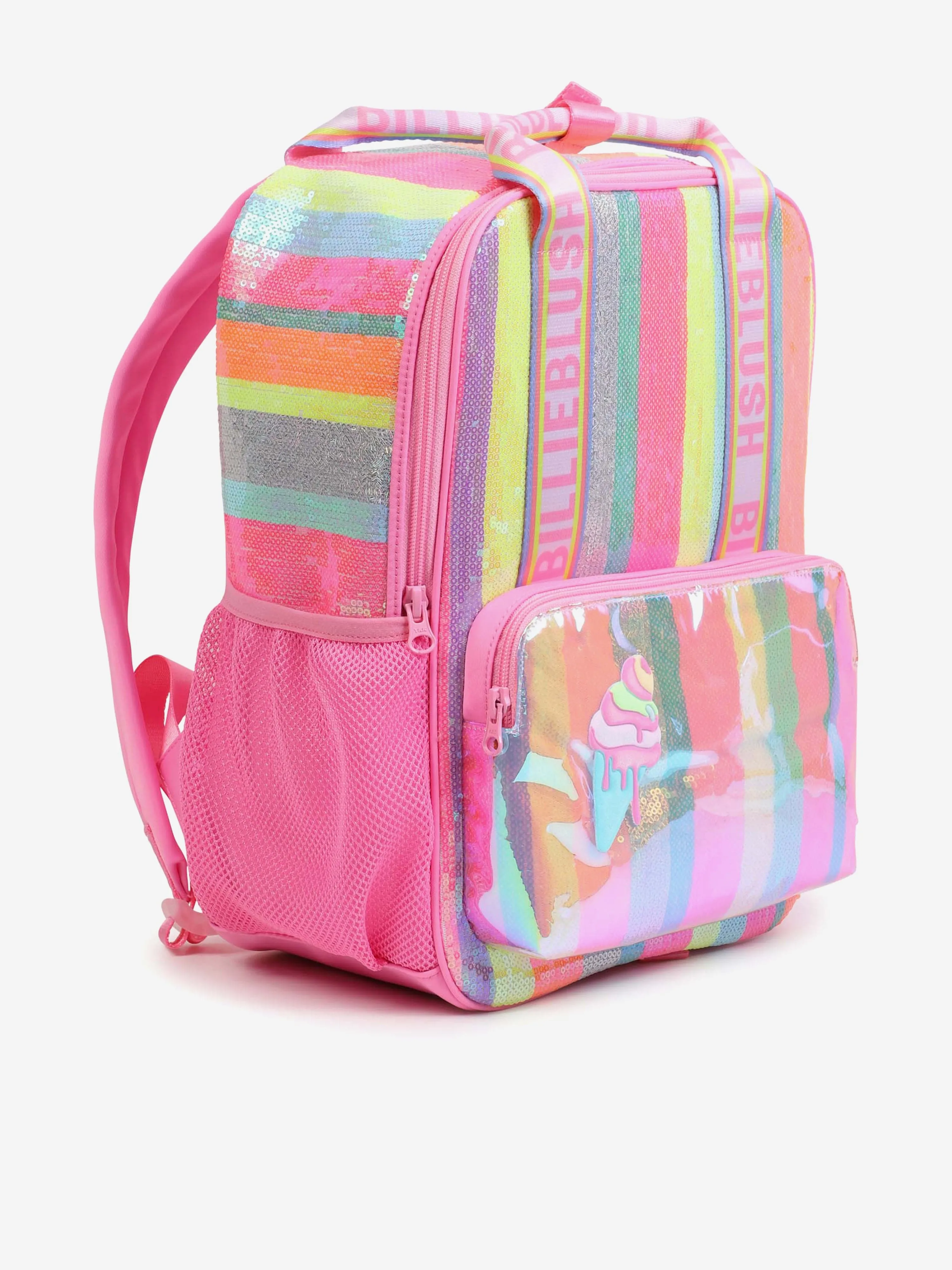 Girls Striped Sequins Ice Cream Backpack in Pink (35cm)