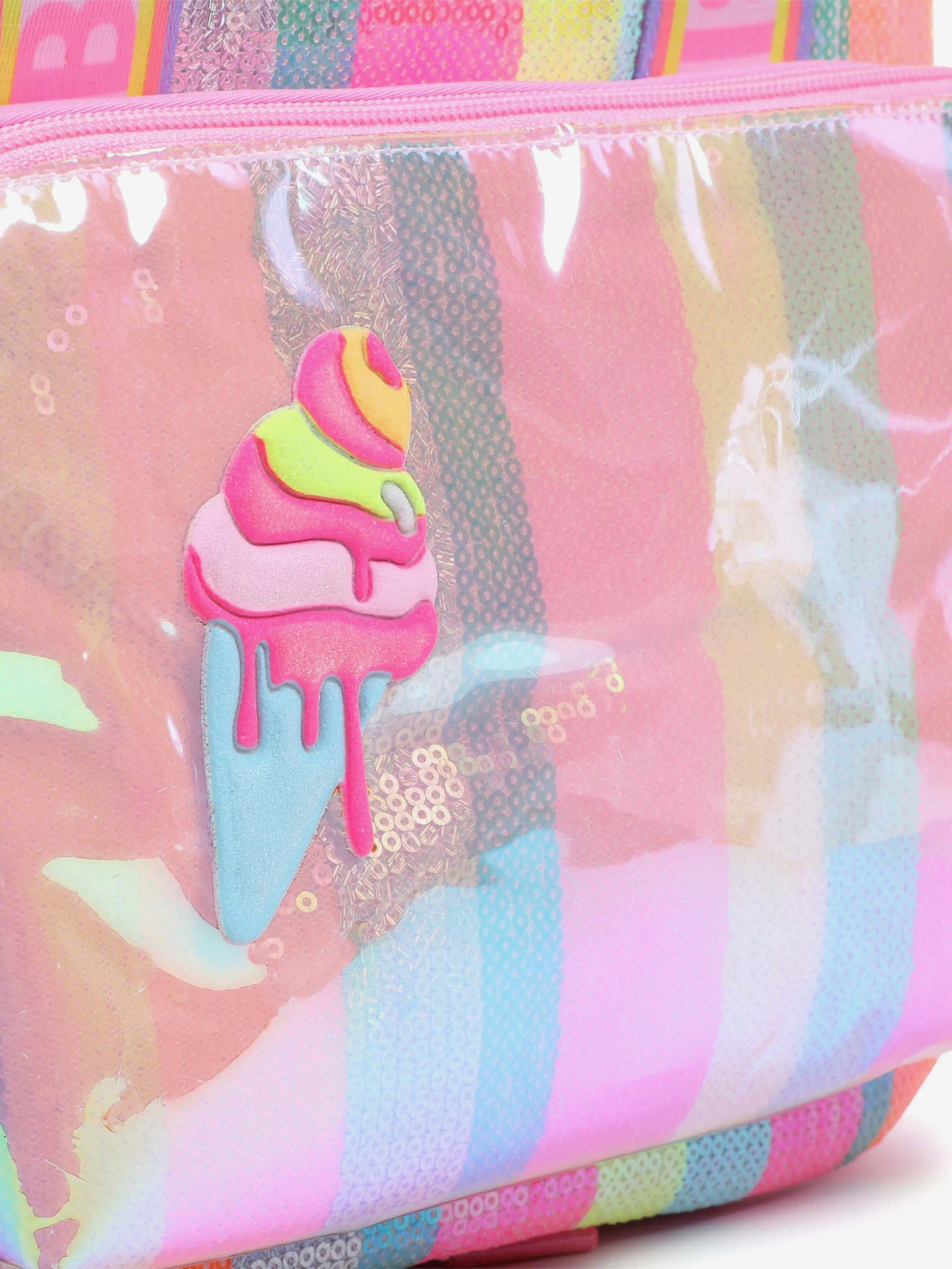Girls Striped Sequins Ice Cream Backpack in Pink (35cm)