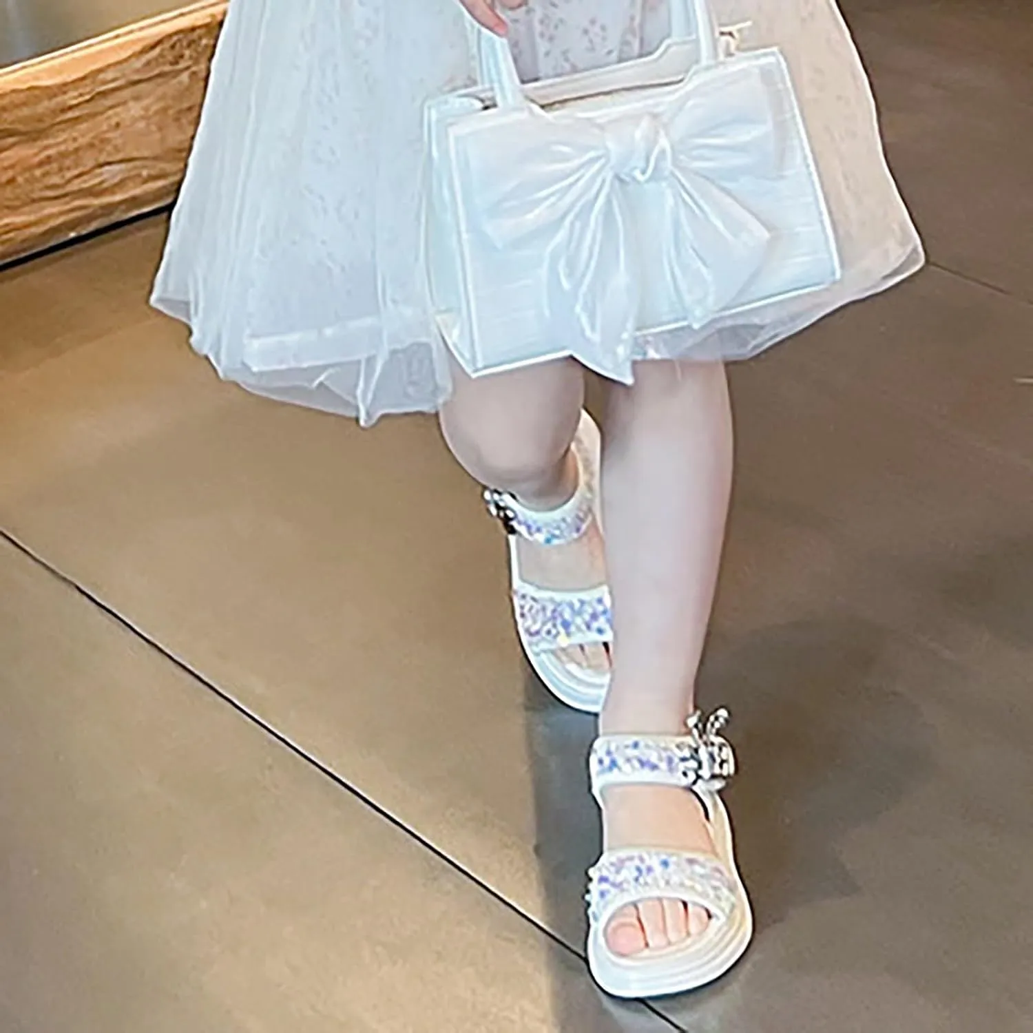 Girls Summer Soft Bottom Non Slip Sports Sequins Sandals Beach Shoes Jelly Sandals for Toddler Girls