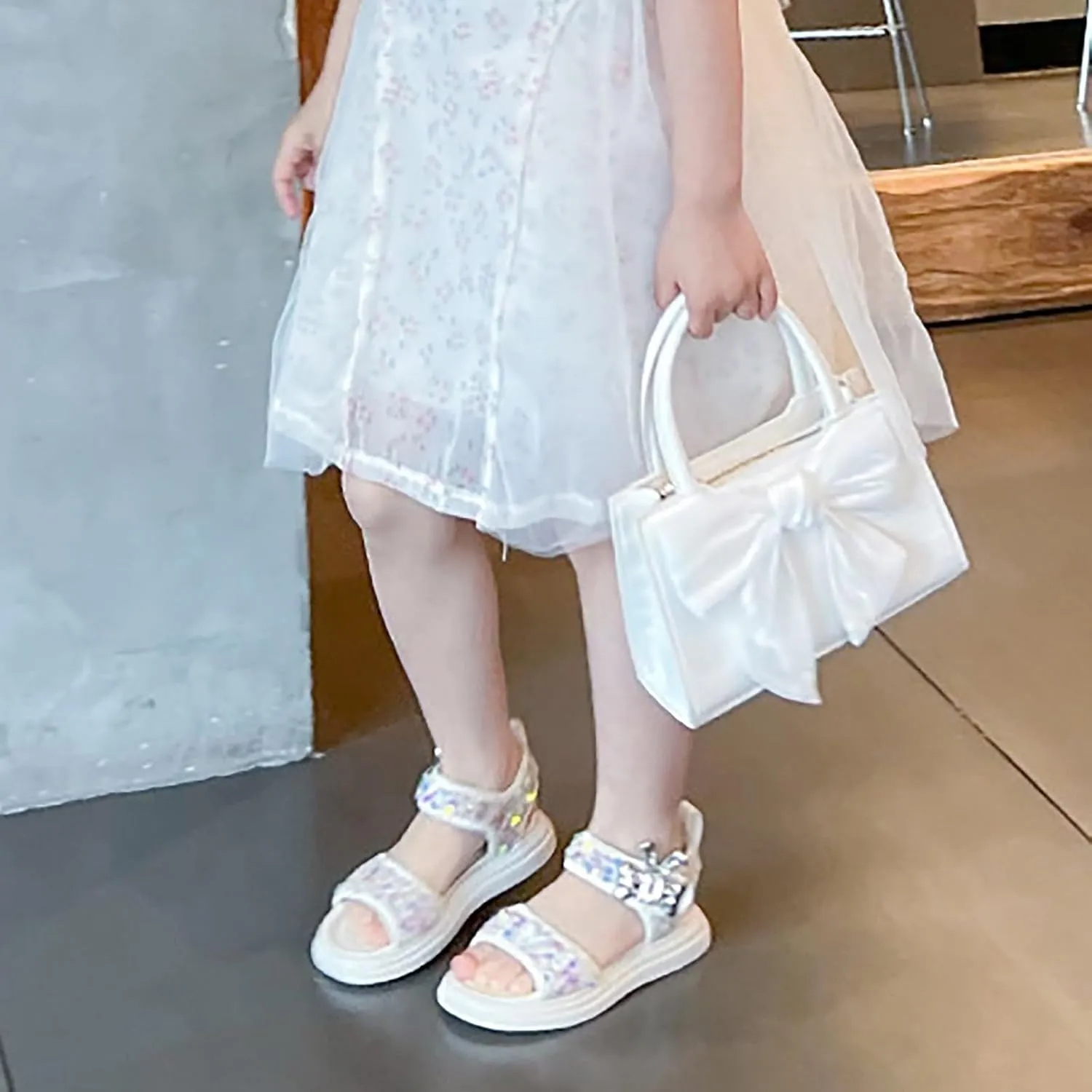 Girls Summer Soft Bottom Non Slip Sports Sequins Sandals Beach Shoes Jelly Sandals for Toddler Girls