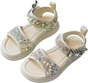 Girls Summer Soft Bottom Non Slip Sports Sequins Sandals Beach Shoes Jelly Sandals for Toddler Girls