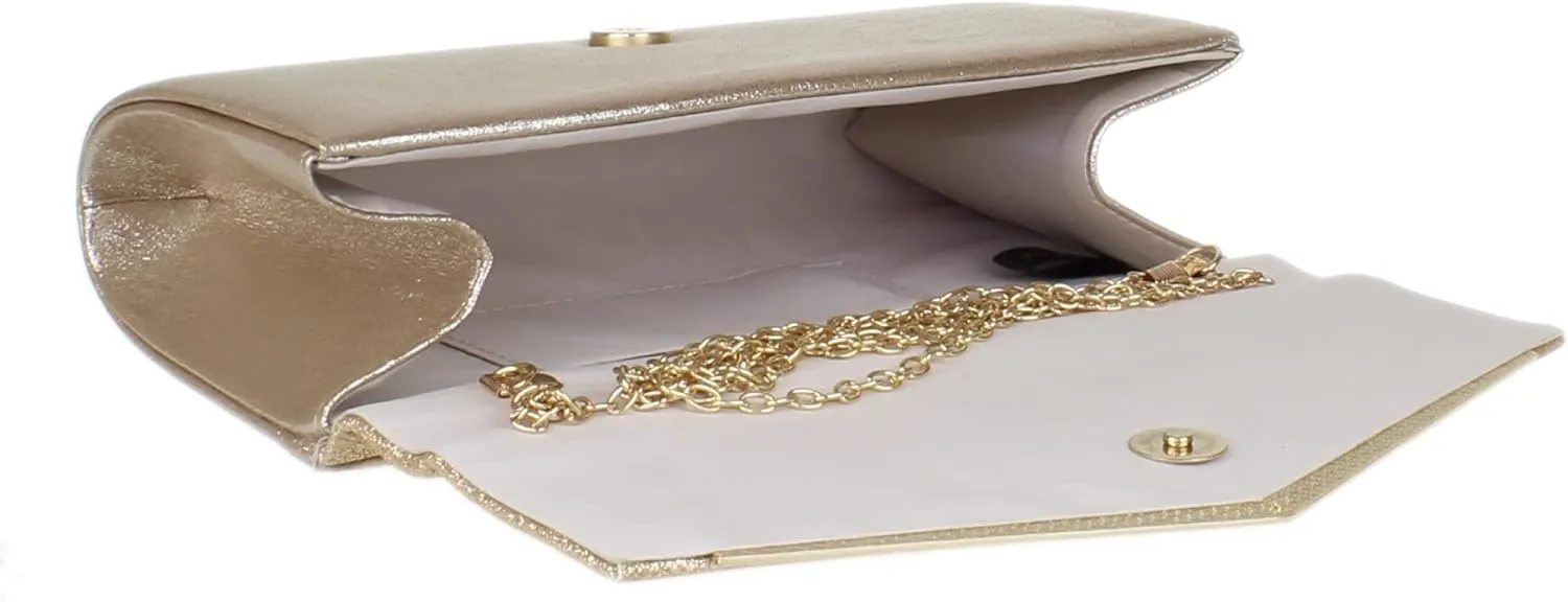 Girly HandBags Womens Glitter Flap Clutch Bag