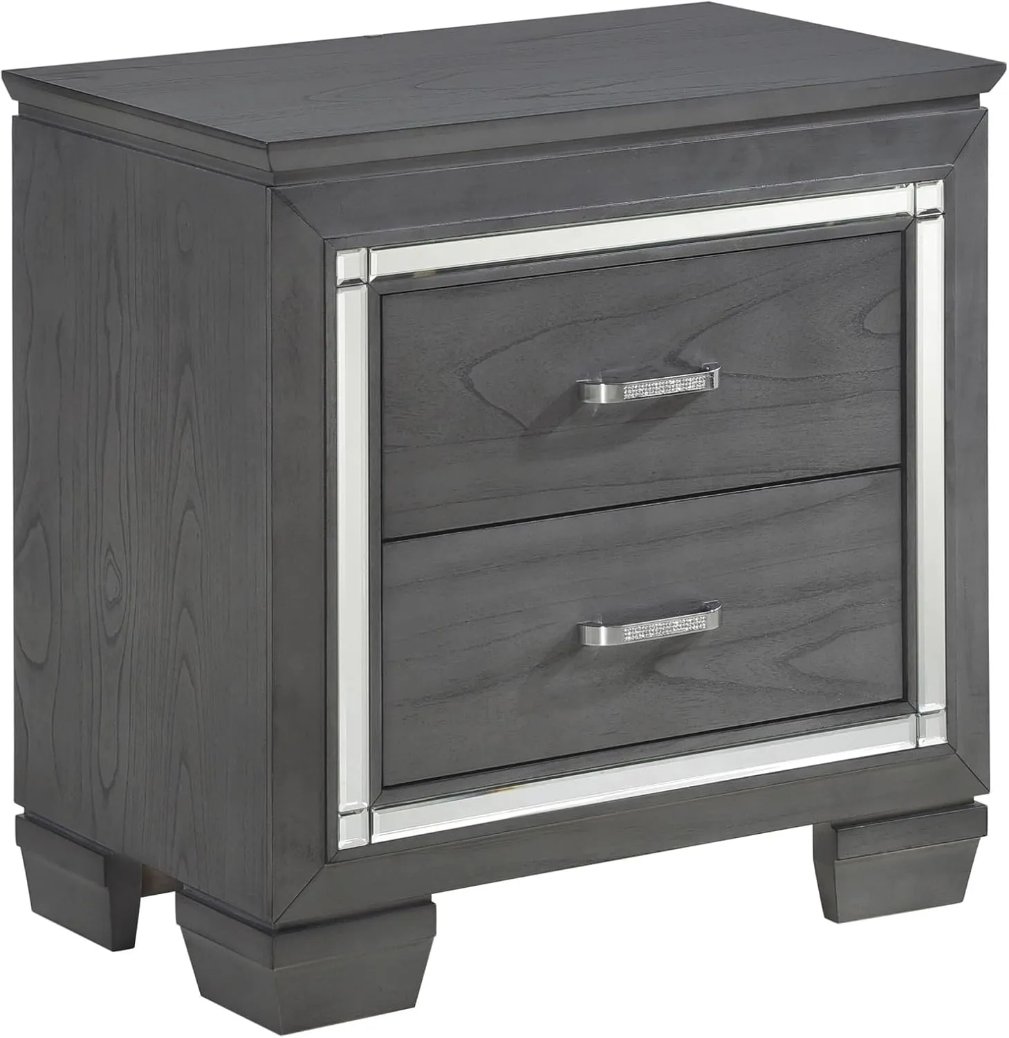Glamourous Finish 1pc Nightstand 2X Dovetail Drawers Faux Alligator Embossed Fronts Bedroom Furniture,Bedroom Furniture
