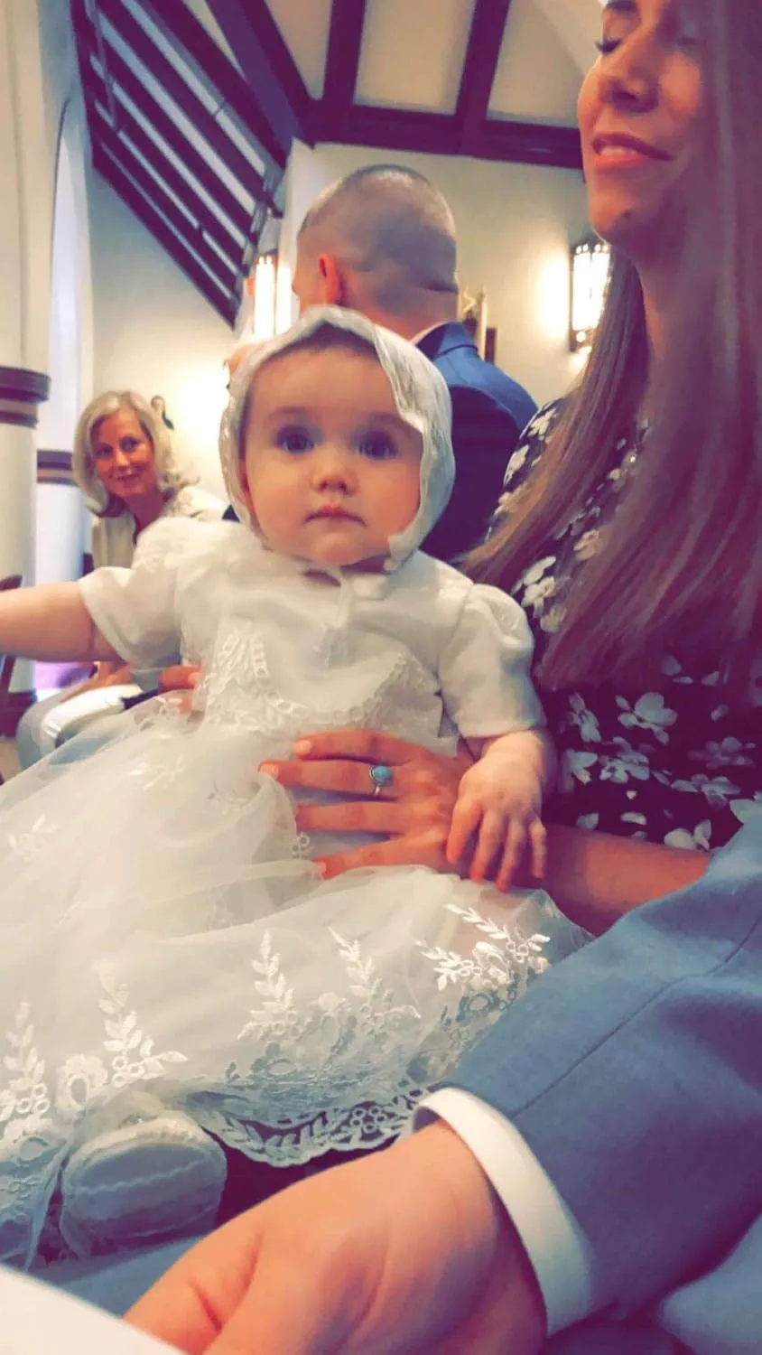Glamulice Baby-Girls Newborn Satin Christening Baptism Floral Embroidered Dress Gown Outfit