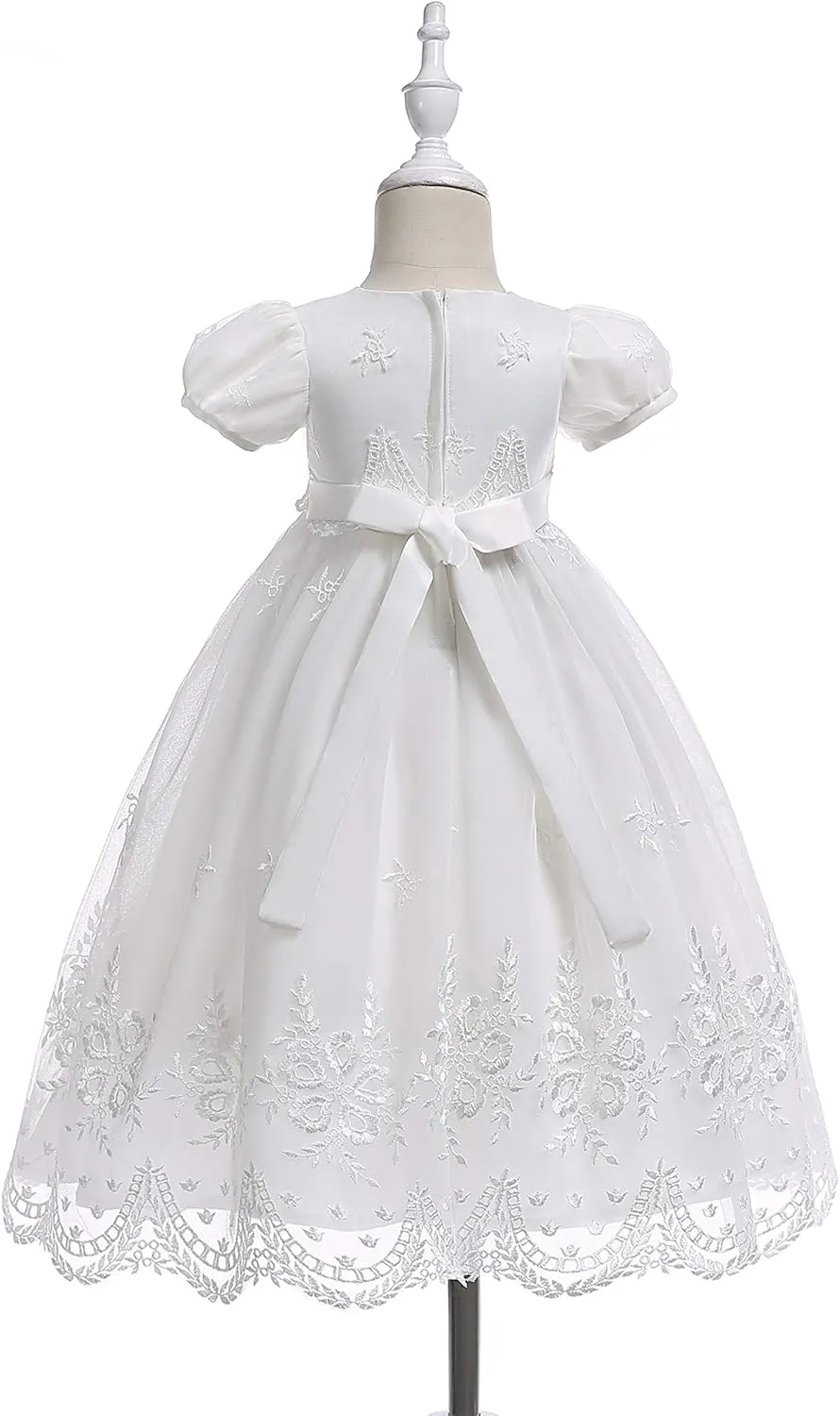 Glamulice Baby-Girls Newborn Satin Christening Baptism Floral Embroidered Dress Gown Outfit