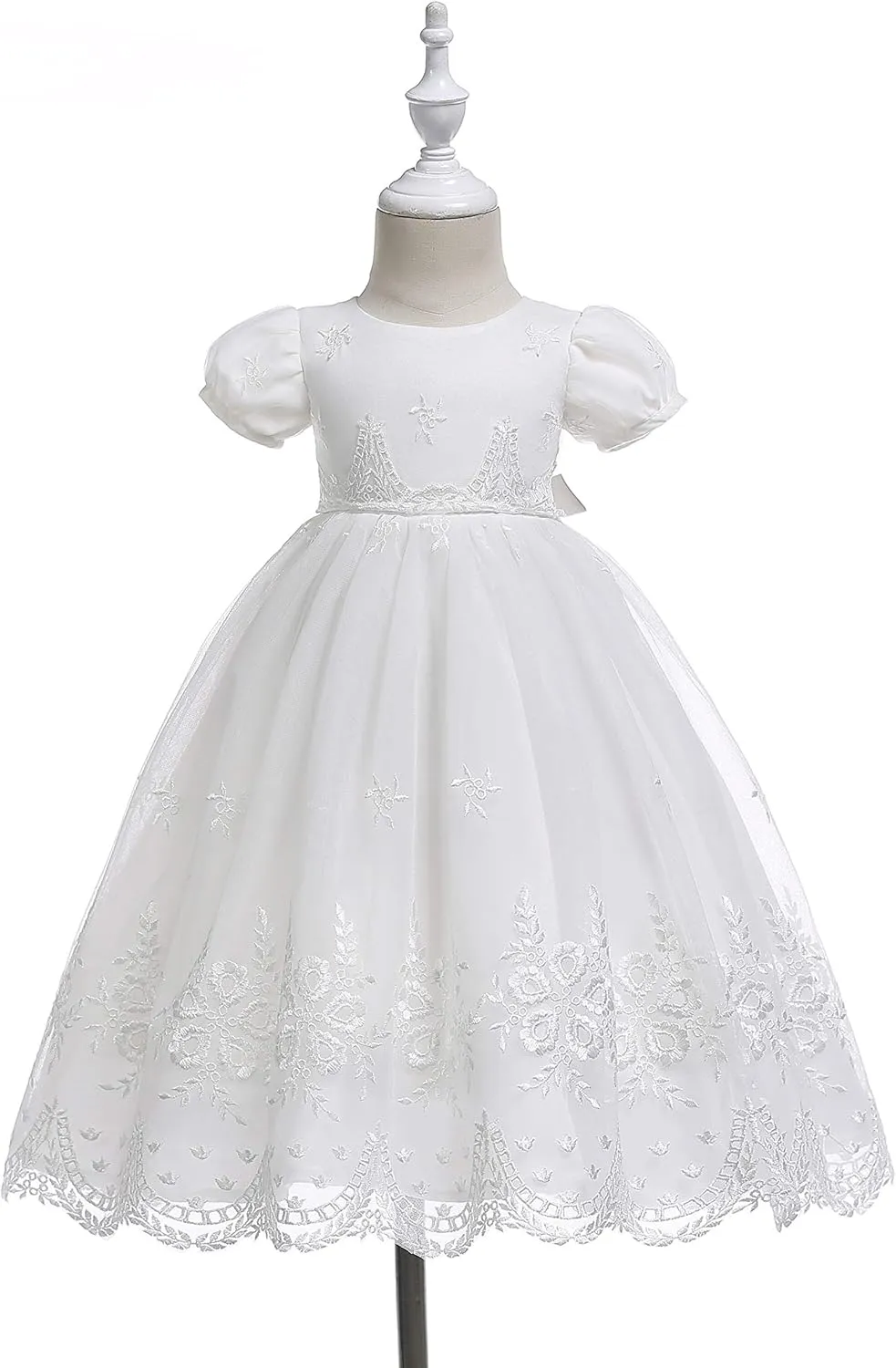 Glamulice Baby-Girls Newborn Satin Christening Baptism Floral Embroidered Dress Gown Outfit