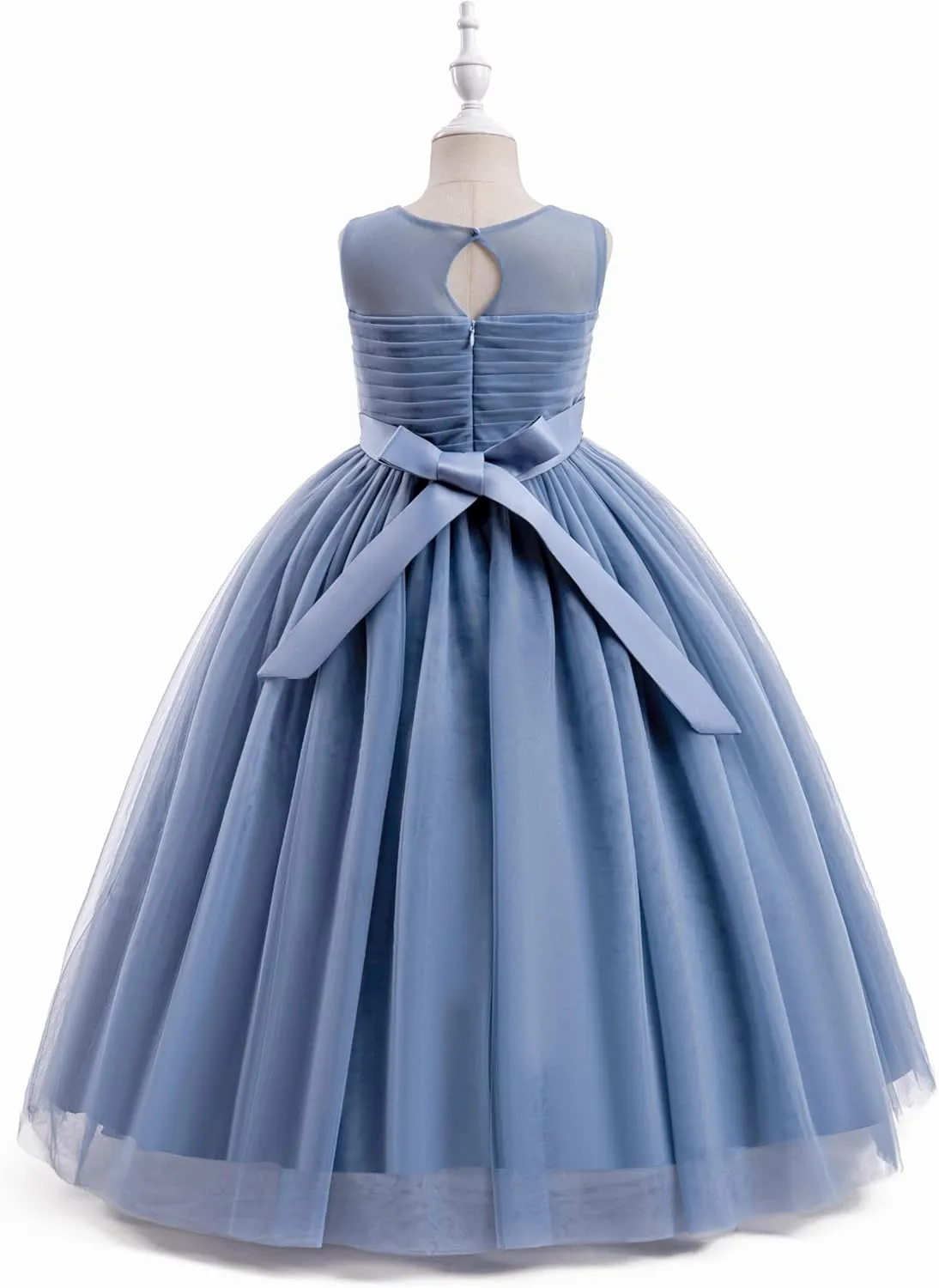 Glamulice Flower Girl Wedding Dress Tulle Long A Line Holiday Birthday Party Ball Gown Girls Formal Pageant Maxi Dresses