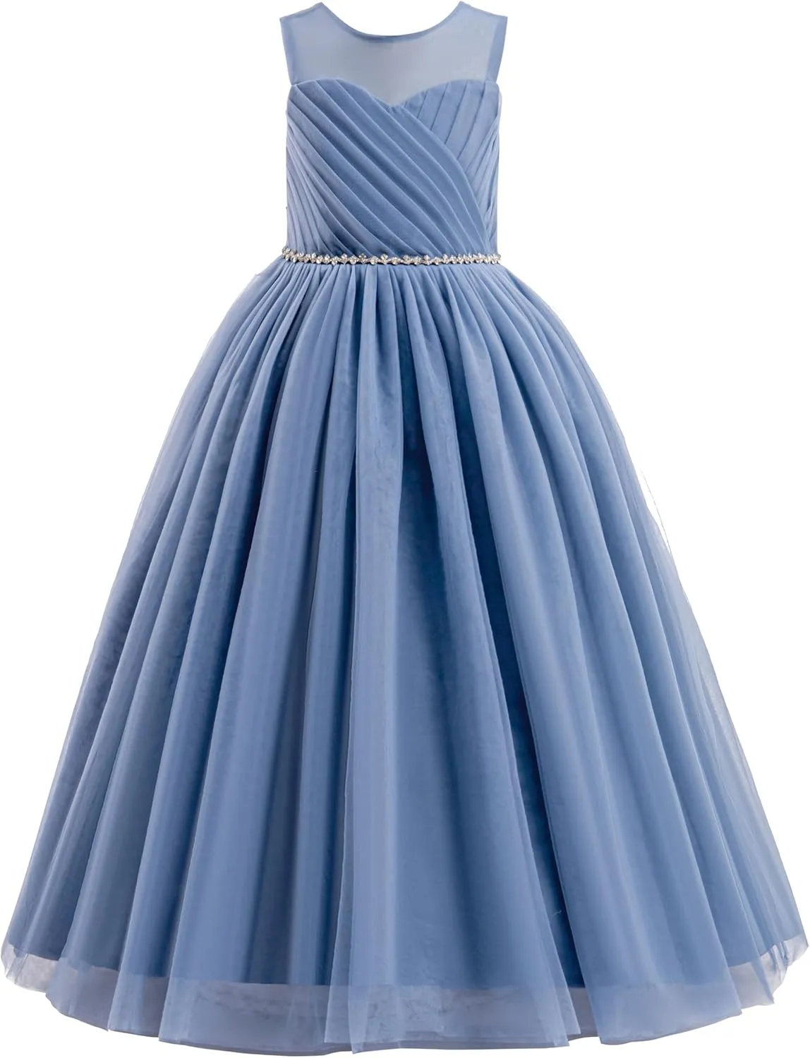 Glamulice Flower Girl Wedding Dress Tulle Long A Line Holiday Birthday Party Ball Gown Girls Formal Pageant Maxi Dresses