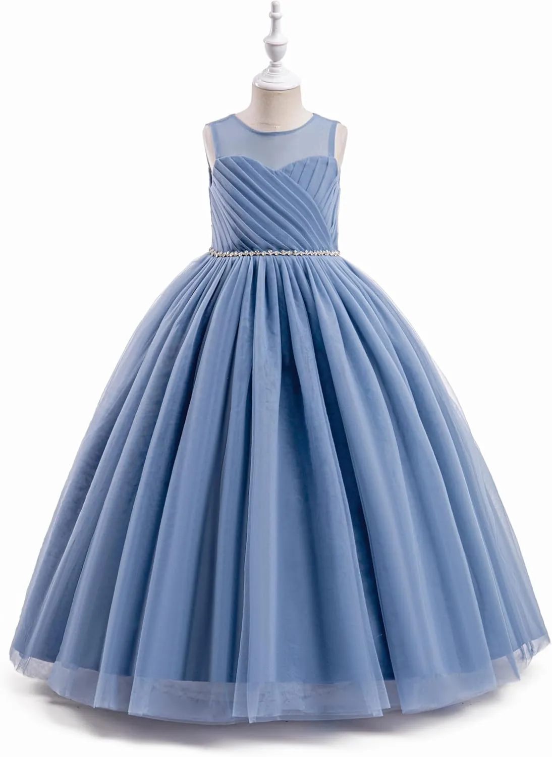 Glamulice Flower Girl Wedding Dress Tulle Long A Line Holiday Birthday Party Ball Gown Girls Formal Pageant Maxi Dresses