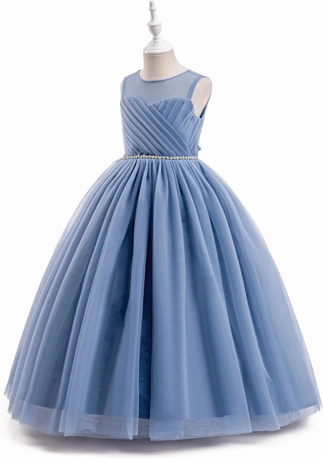 Glamulice Flower Girl Wedding Dress Tulle Long A Line Holiday Birthday Party Ball Gown Girls Formal Pageant Maxi Dresses