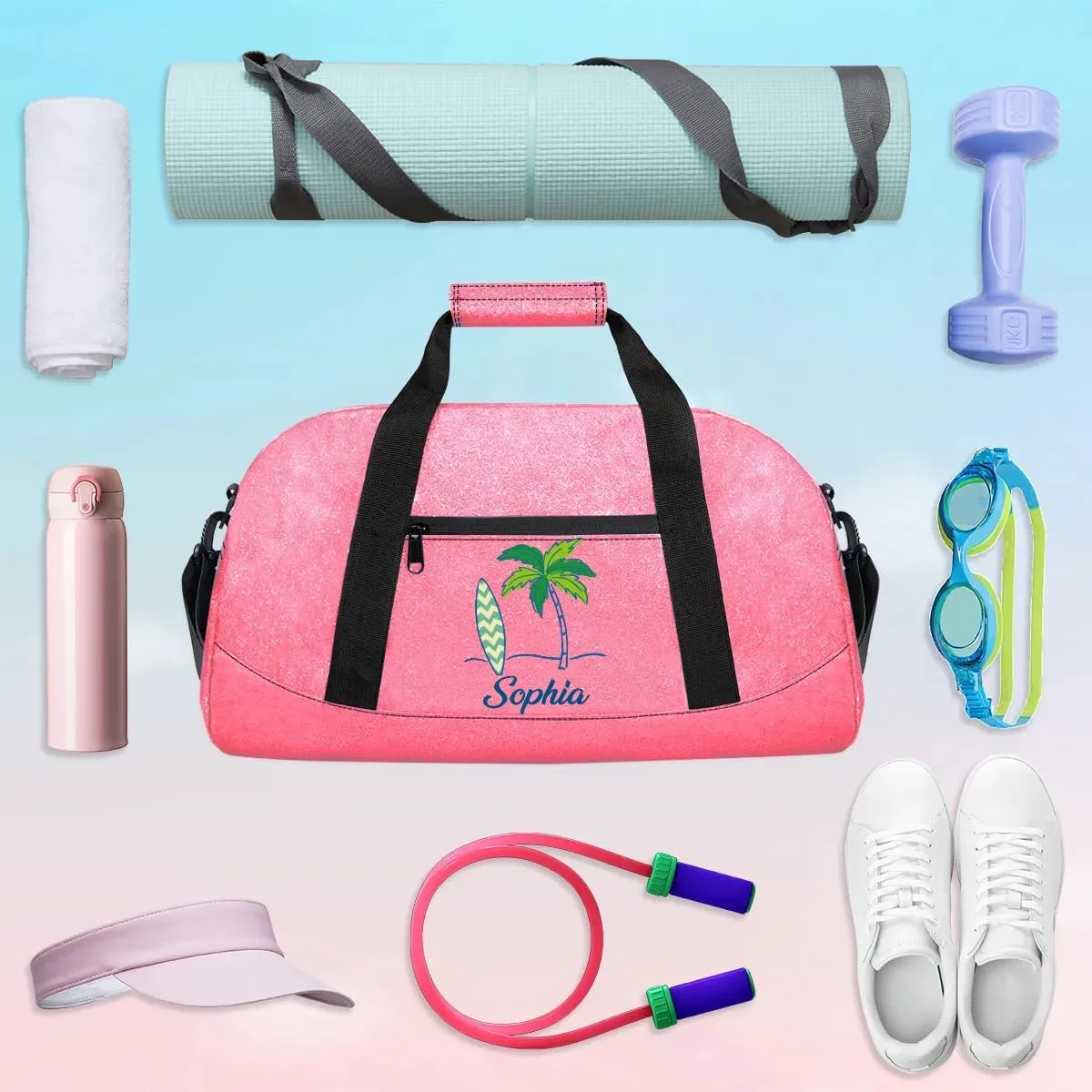 Glitter Girls Duffel Bags Travel Kids Sports Bag for Boys Gym Bag with Name Small Dance Tote for Dancing Girls