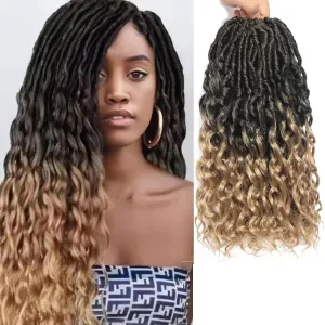Goddess Deep Wave Faux Locs 9Packs 14 Inch Soft Locs with Curly Ends Crochet Hair for Black Women-T27