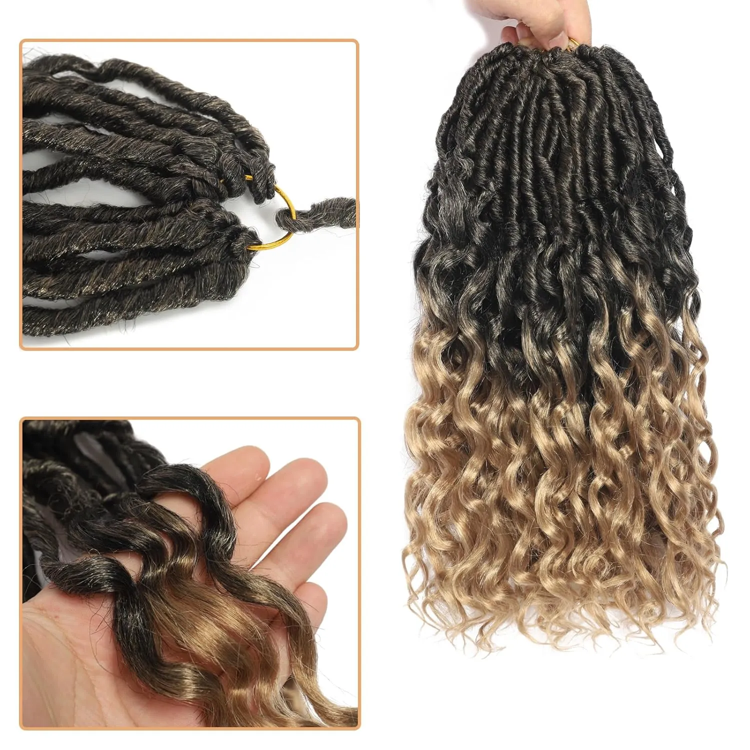 Goddess Deep Wave Faux Locs 9Packs 14 Inch Soft Locs with Curly Ends Crochet Hair for Black Women-T27