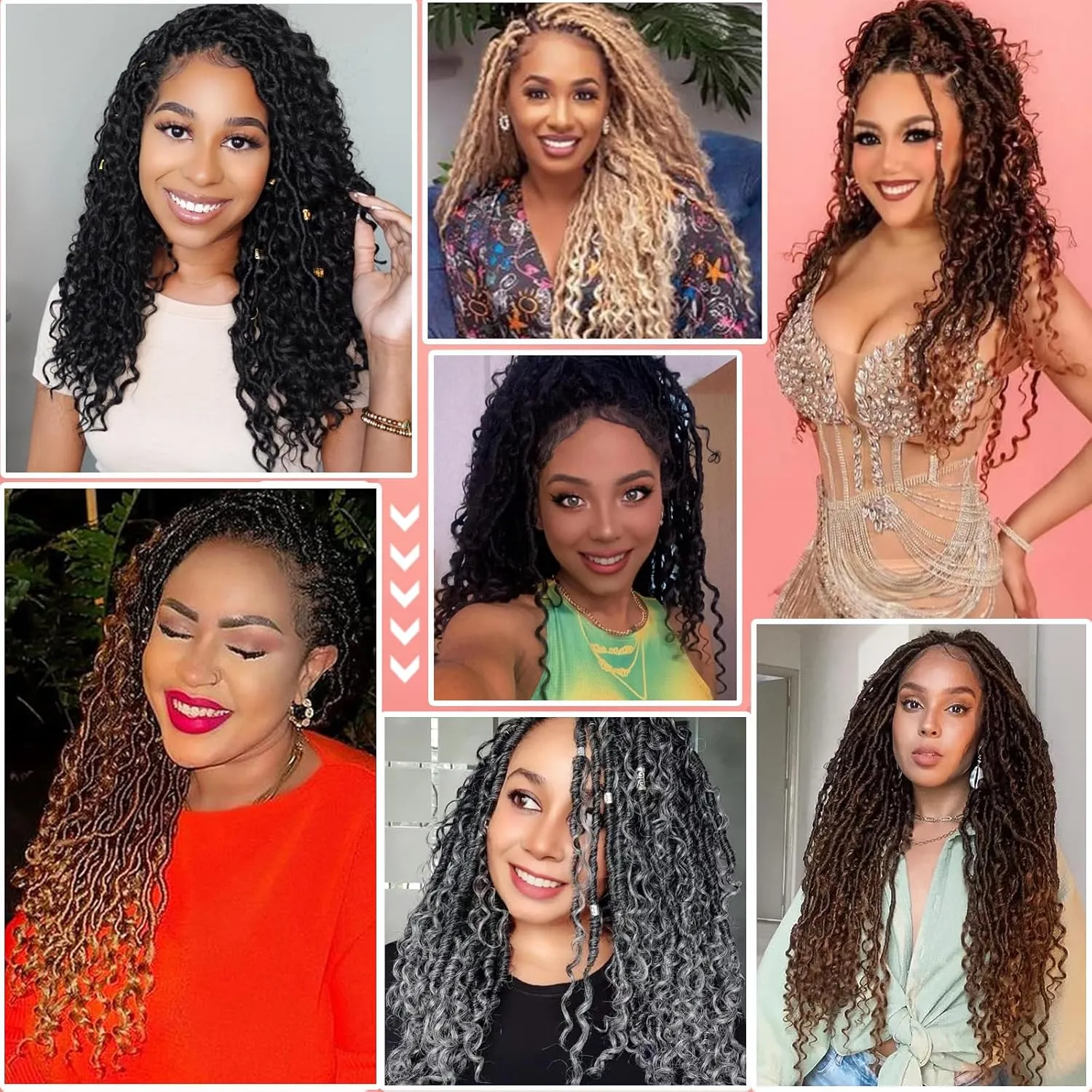 Goddess Locs Crochet Hair 10 Inch, 9 Packs Pre-Looped Goddess Faux Locs Crochet Hair With Curl Ends for Boho Hippie Style, River Locs Crochet Hair for Black Women(10inch(pack of 9),27/613)