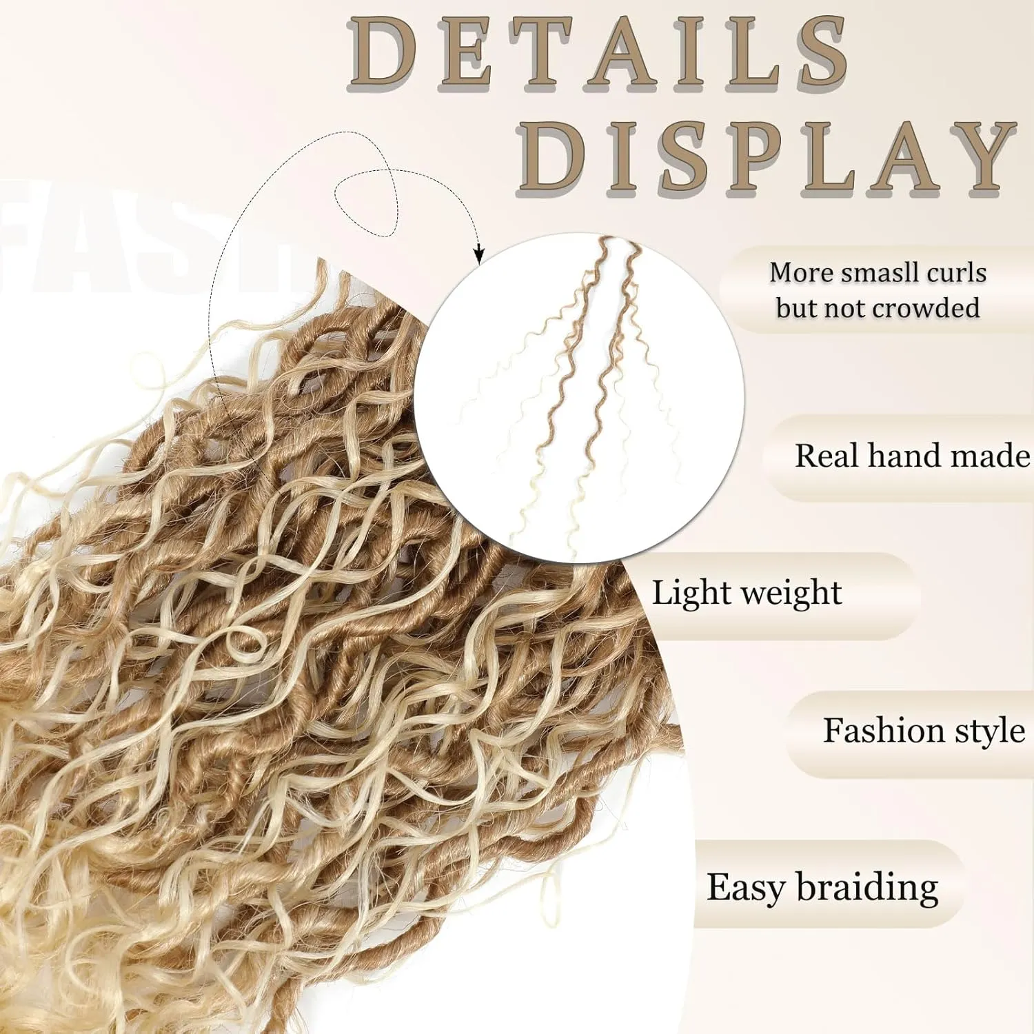Goddess Locs Crochet Hair 10 Inch, 9 Packs Pre-Looped Goddess Faux Locs Crochet Hair With Curl Ends for Boho Hippie Style, River Locs Crochet Hair for Black Women(10inch(pack of 9),27/613)