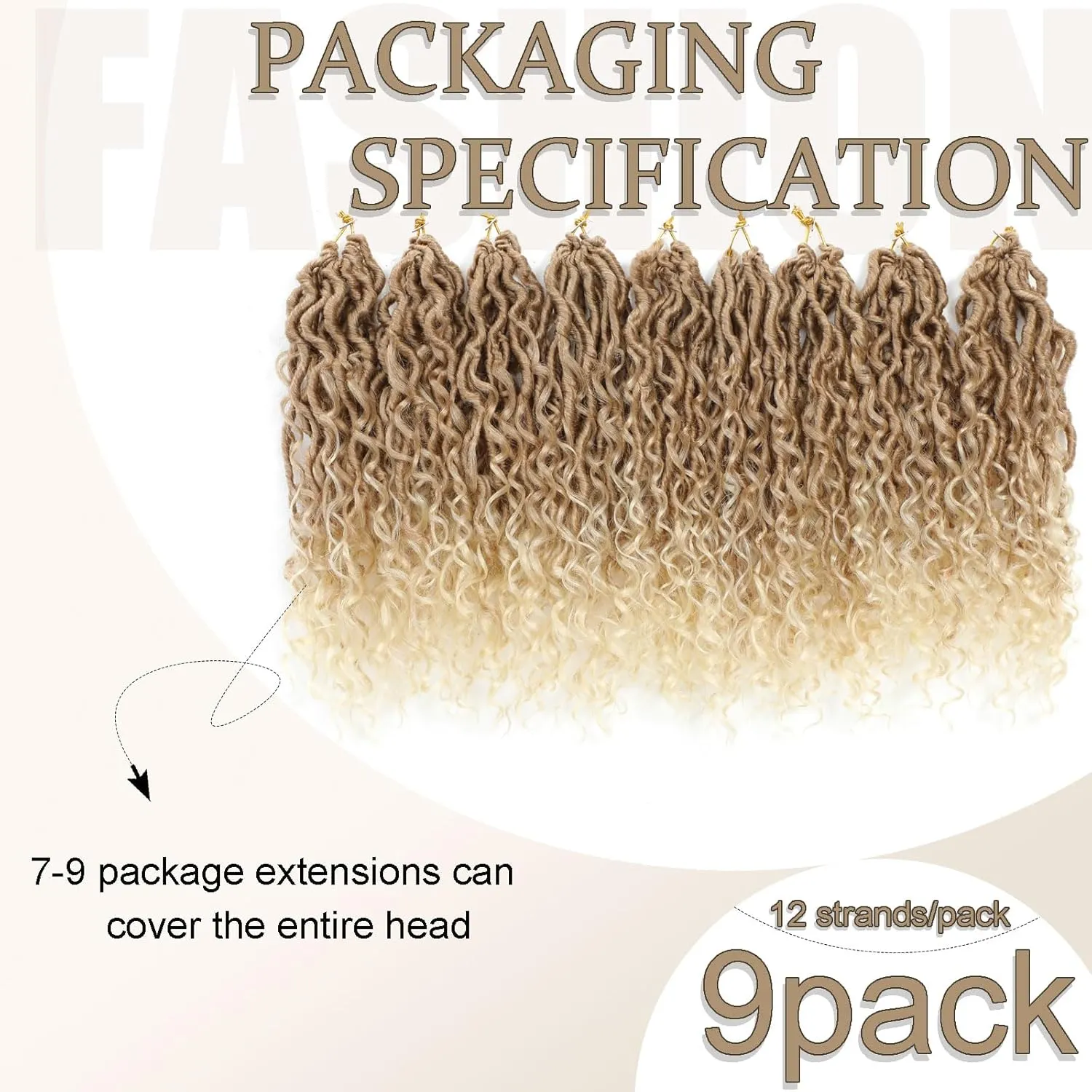 Goddess Locs Crochet Hair 10 Inch, 9 Packs Pre-Looped Goddess Faux Locs Crochet Hair With Curl Ends for Boho Hippie Style, River Locs Crochet Hair for Black Women(10inch(pack of 9),27/613)