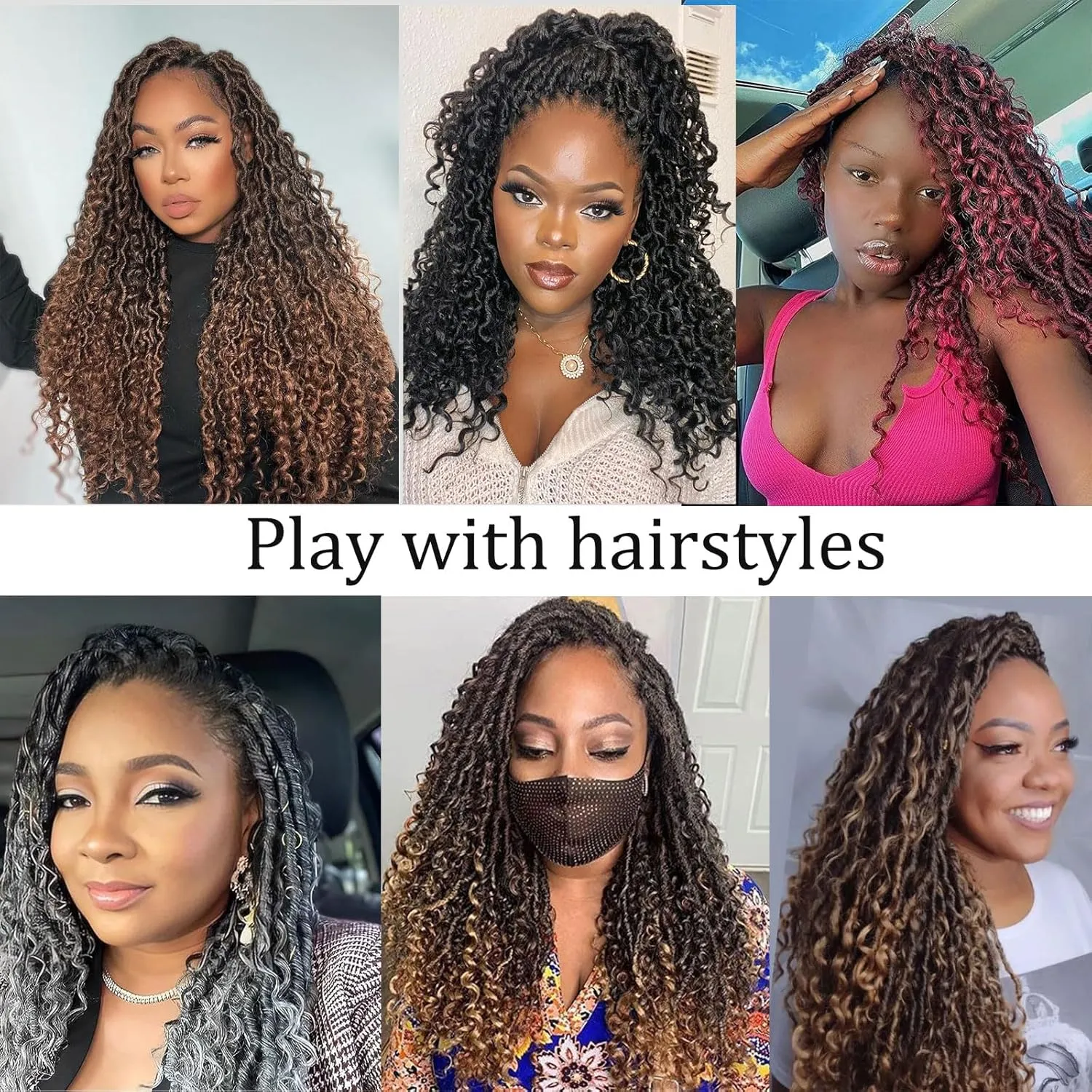 Goddess Locs Crochet Hair 10 Inch, 9 Packs Pre-Looped Goddess Faux Locs Crochet Hair With Curl Ends for Boho Hippie Style, River Locs Crochet Hair for Black Women(10inch(pack of 9),27/613)