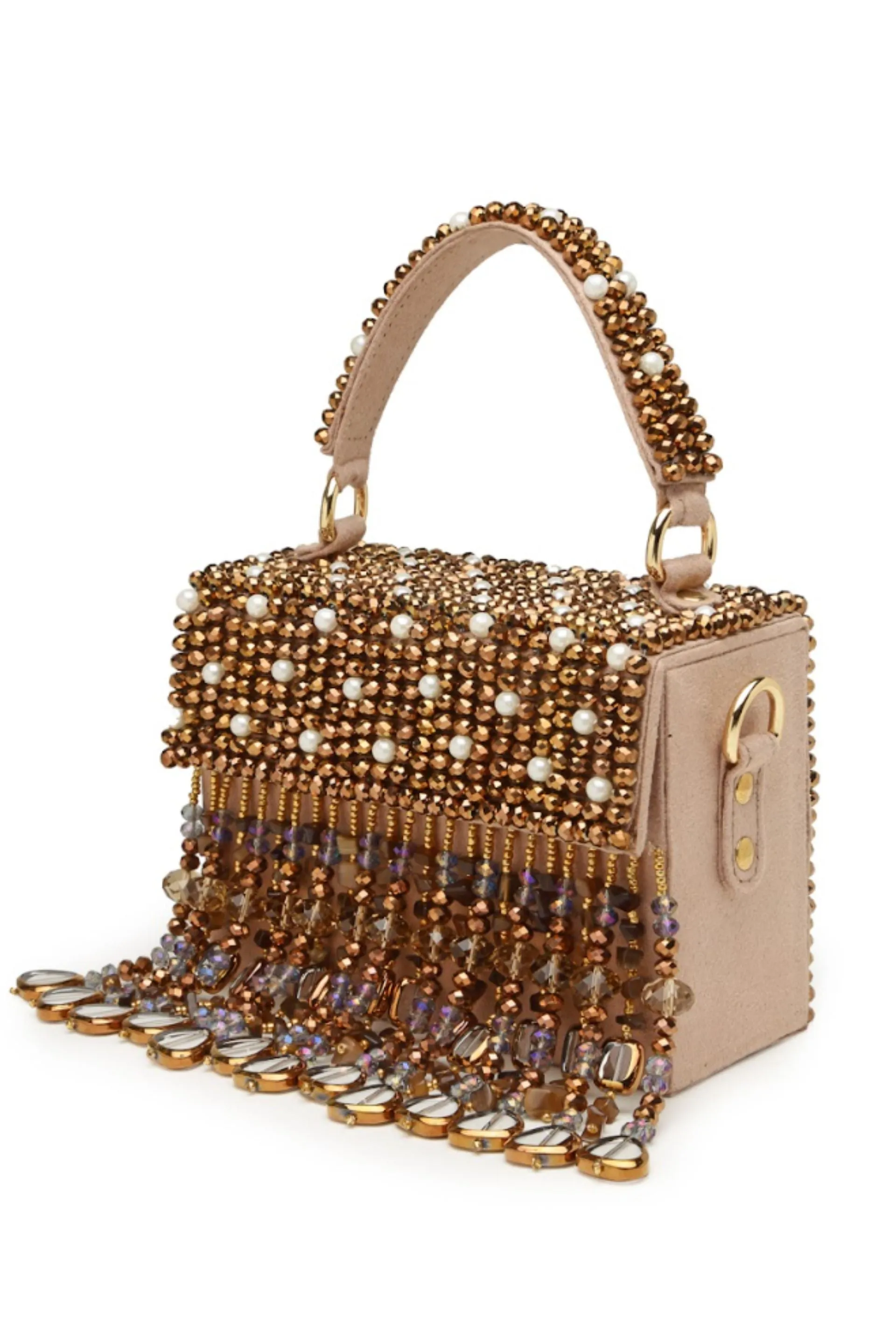 Gold Embellished Mini Box clutch