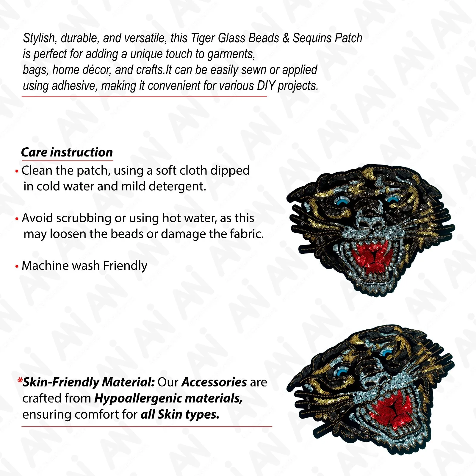 Golden Tiger Sequins Patch