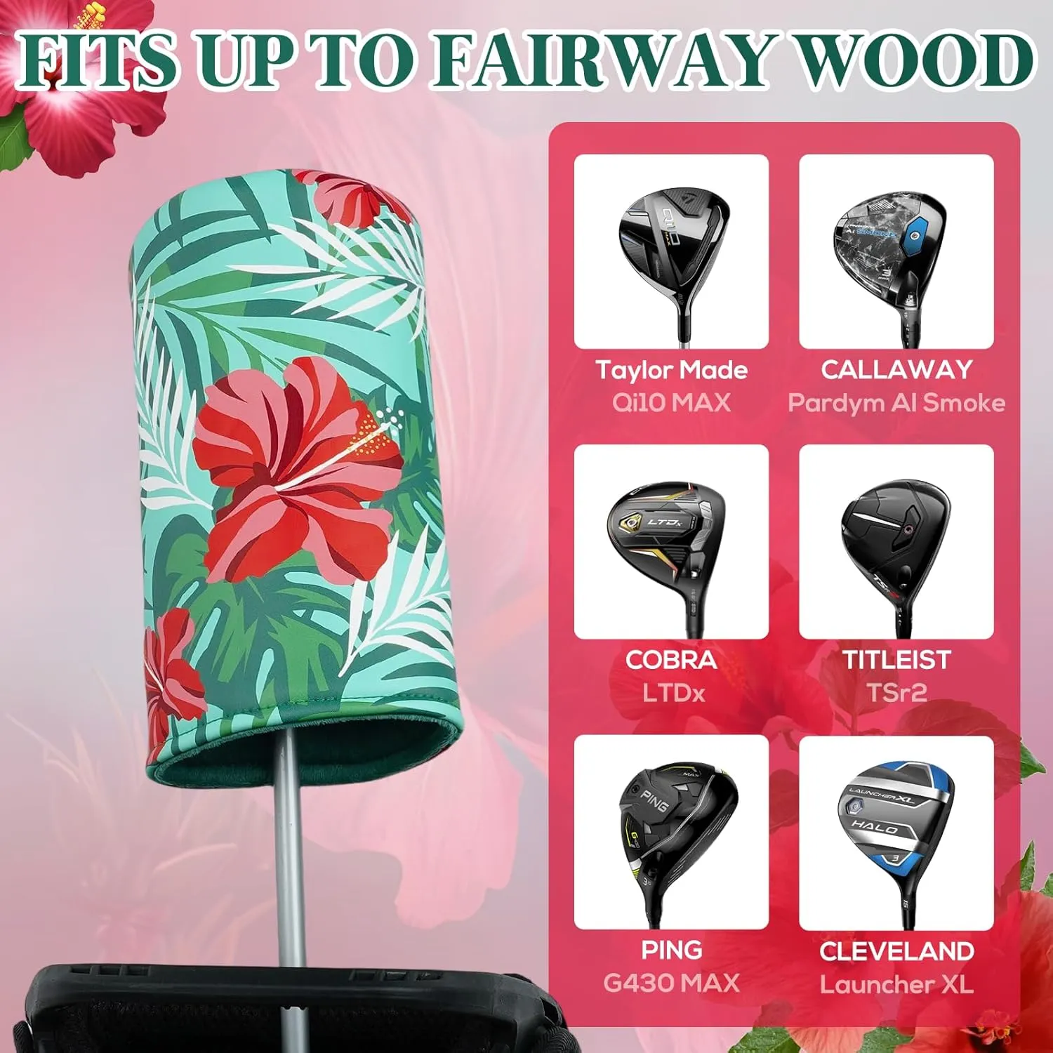 Golf Club Head Covers Driver Fairway Wood Hybrid with Barrel Design Protector Embroidered Leather